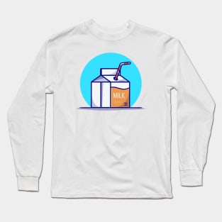 Milk Box Cartoon Vector Icon Illustration Long Sleeve T-Shirt